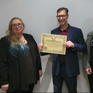 Armed forces blog picture. Showing Dr Kate and graduate Gary. Gary is holding his NGH certificate.