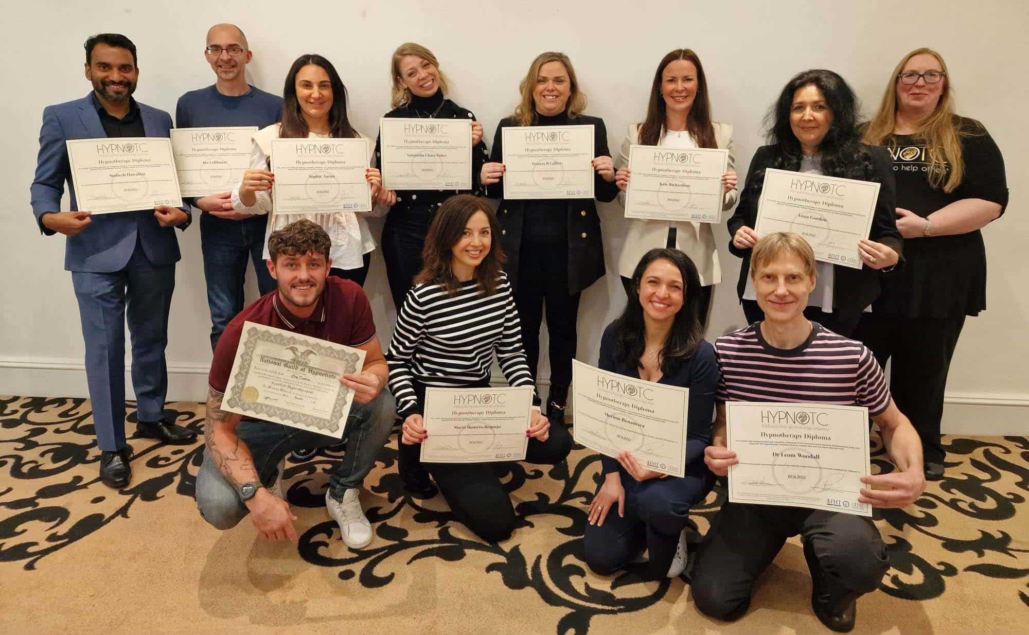Photo of students who have completed HypnoTC hypnotherapy training