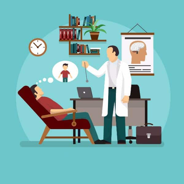 How does hypnotherapy work hypnosis session Hypnotist hypnotherapist hypnotherapy office room sofa pocket watch